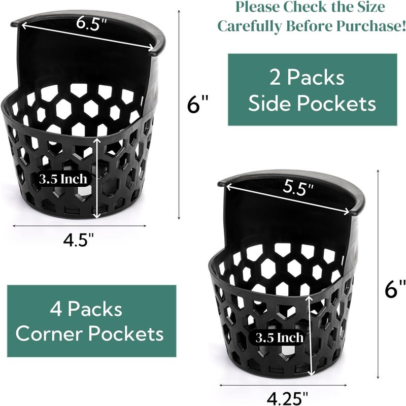 Eorbow 6 Pack Pool Table Pockets, Heavy Duty Billiard Set Including 4 Corner and 2 Side Pockets - Image 2